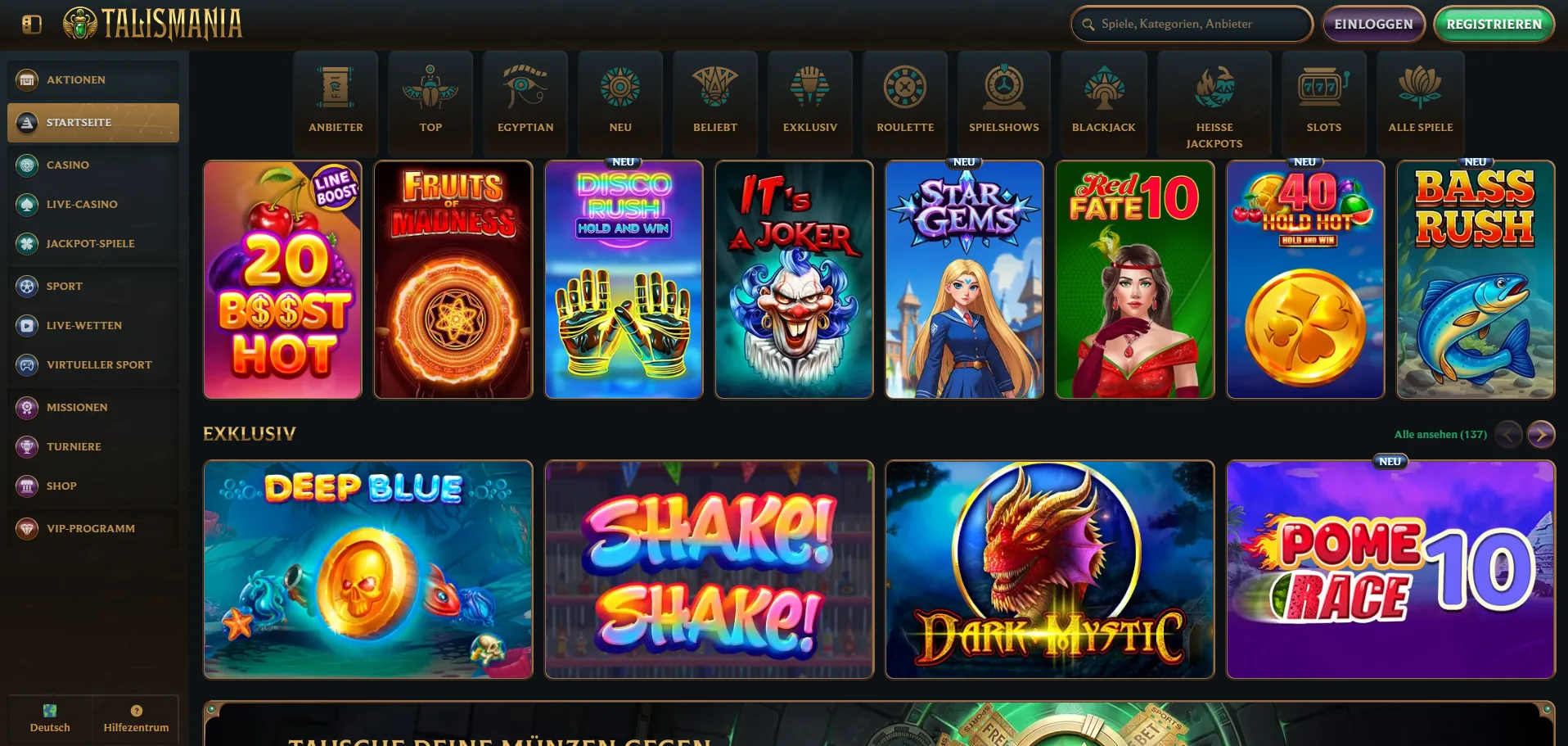 Talismania Casino Spiele